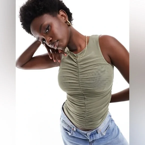 NWT - Cotton On Becca Gathered Tank in Woodland - Size S - Picture 2 of 3